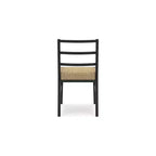 Signature Design by Ashley Isanti Chaise de salle à manger en rotin avec cadre en bois massif noir mat, ensemble de 2, brun clair