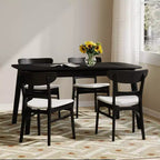 GDFStudio Dimick Mid Century Modern Fabric Upholstered Wood 5 Piece Dining Set