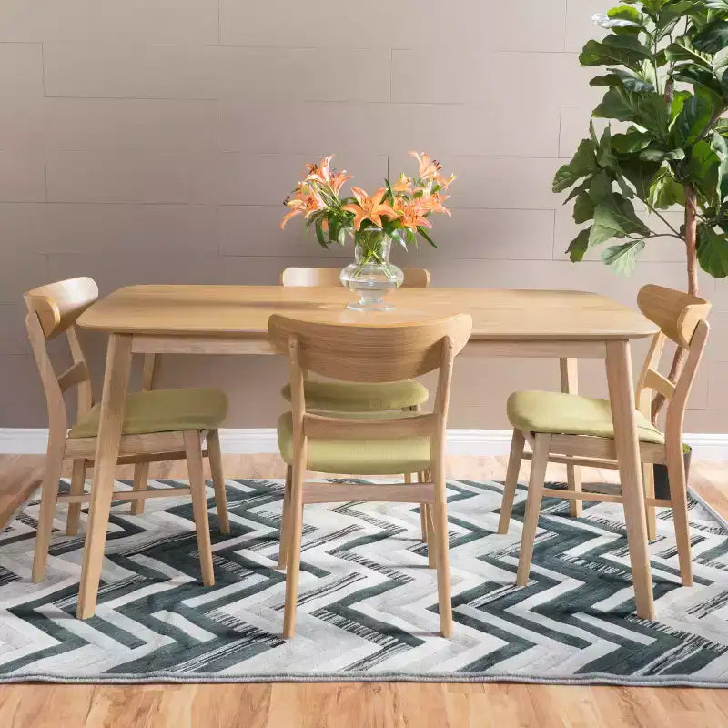 Ensemble de salle à manger 5 pièces GDFStudio Dimick Mid-Century Modern en tissu rembourré et bois