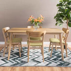Ensemble de salle à manger 5 pièces GDFStudio Dimick Mid-Century Modern en tissu rembourré et bois