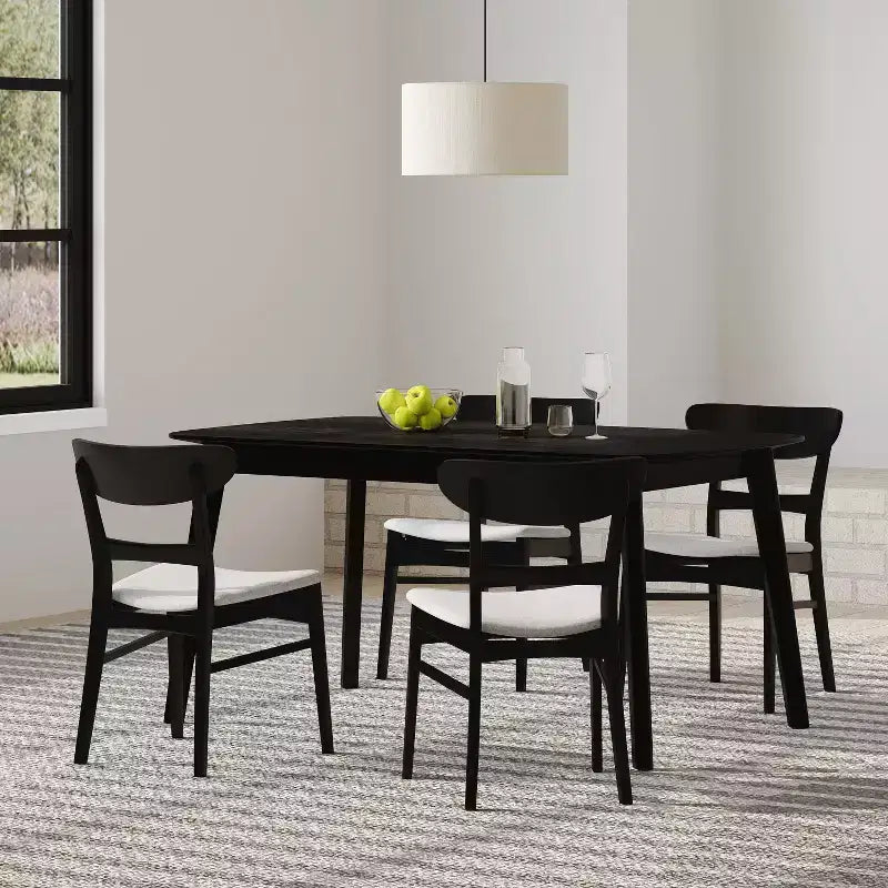 Ensemble de salle à manger 5 pièces GDFStudio Dimick Mid-Century Modern en tissu rembourré et bois
