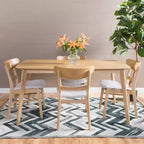 Ensemble de salle à manger 5 pièces GDFStudio Dimick Mid-Century Modern en tissu rembourré et bois