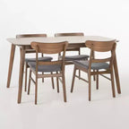 Ensemble de salle à manger 5 pièces GDFStudio Dimick Mid-Century Modern en tissu rembourré et bois