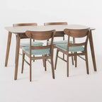 Ensemble de salle à manger 5 pièces GDFStudio Dimick Mid-Century Modern en tissu rembourré et bois
