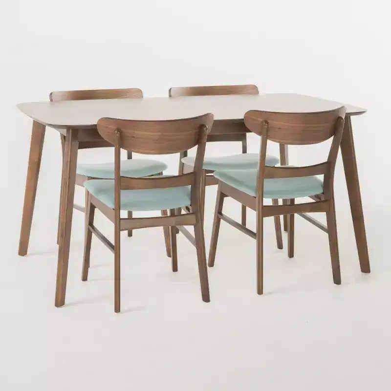 Ensemble de salle à manger 5 pièces GDFStudio Dimick Mid-Century Modern en tissu rembourré et bois