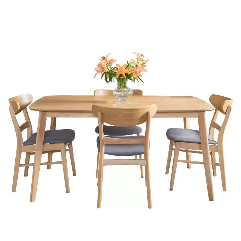 Ensemble de salle à manger 5 pièces GDFStudio Dimick Mid-Century Modern en tissu rembourré et bois