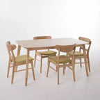 Ensemble de salle à manger 5 pièces GDFStudio Dimick Mid-Century Modern en tissu rembourré et bois