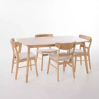 Ensemble de salle à manger 5 pièces GDFStudio Dimick Mid-Century Modern en tissu rembourré et bois