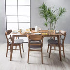 Ensemble de salle à manger 5 pièces GDFStudio Dimick Mid-Century Modern en tissu rembourré et bois