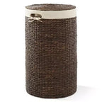 Panier à linge rond Casafield avec couvercle et sac de doublure amovible, panier à linge tressé en jacinthe d'eau pour les vêtements