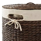 Panier à linge rond Casafield avec couvercle et sac de doublure amovible, panier à linge tressé en jacinthe d'eau pour les vêtements