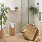 Panier à linge rond Casafield avec couvercle et sac de doublure amovible, panier à linge tressé en jacinthe d'eau pour les vêtements