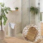 Panier à linge rond Casafield avec couvercle et sac de doublure amovible, panier à linge tressé en jacinthe d'eau pour les vêtements