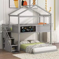 Whisen Twin over Full House Bunk Bed with Storage Staircase and Blackboard