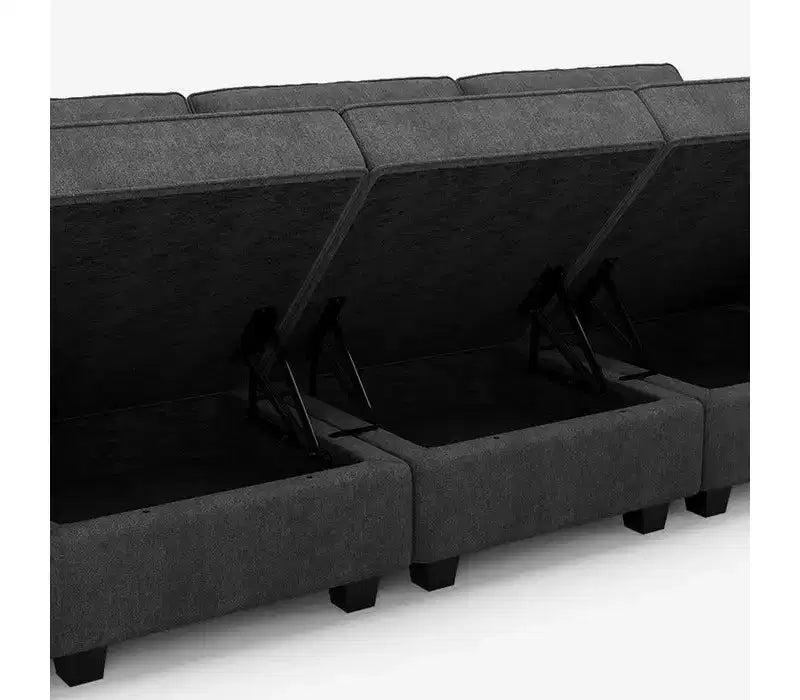 Canapé-lit modulaire Belffin Terry avec rangement sous l'assise (6 places + 5 côtés)