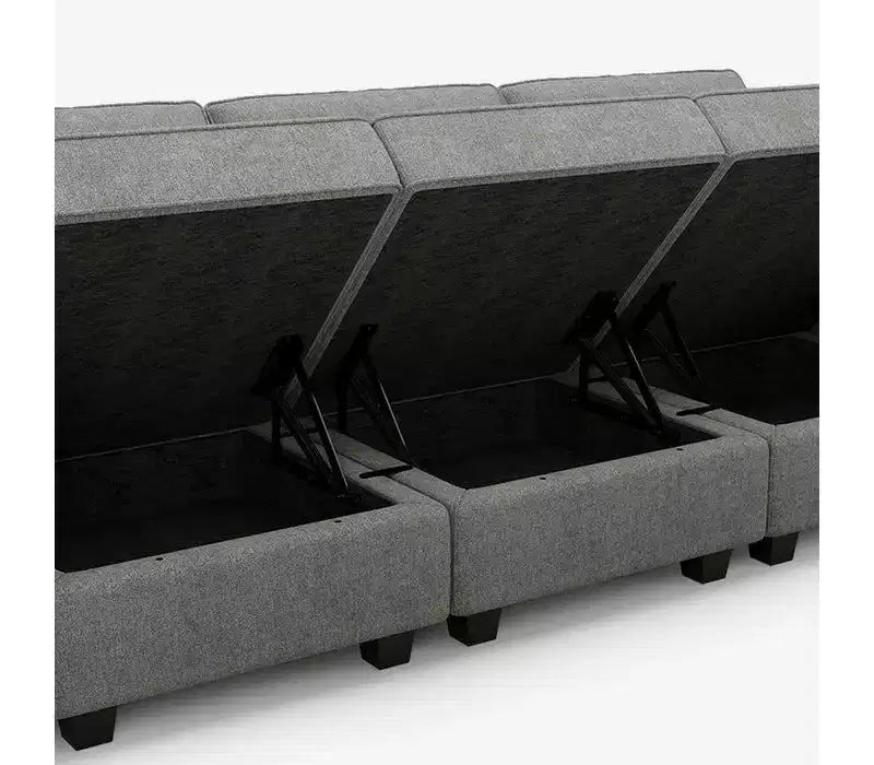 Canapé-lit modulaire Belffin Terry avec rangement sous l'assise (6 places + 5 côtés)
