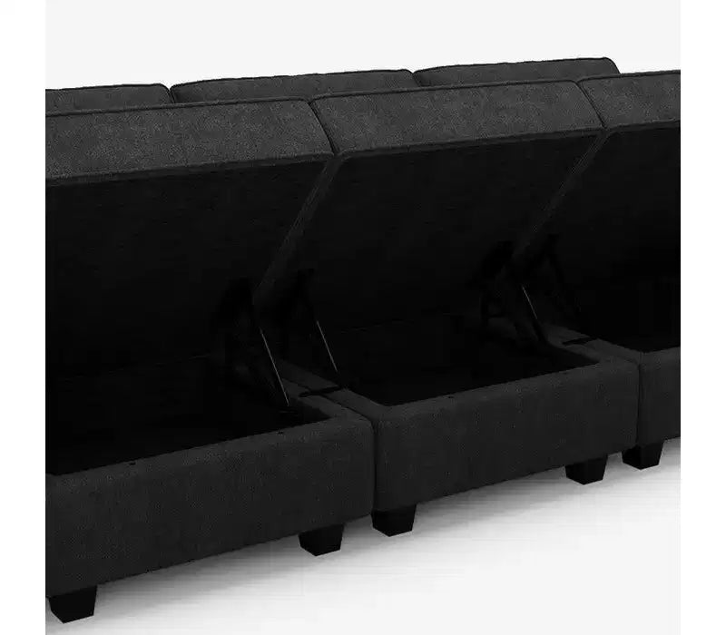 Canapé-lit modulaire Belffin Terry avec rangement sous l'assise (6 places + 5 côtés)