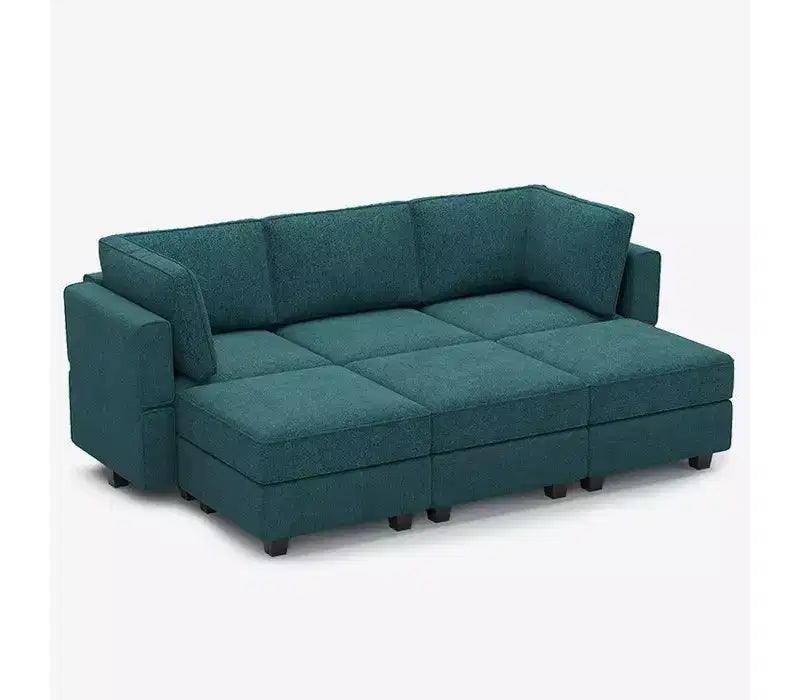 Canapé-lit modulaire Belffin Terry avec rangement sous l'assise (6 places + 5 côtés)