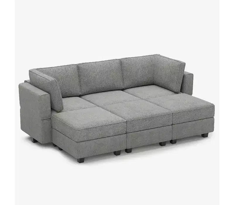 Canapé-lit modulaire Belffin Terry avec rangement sous l'assise (6 places + 5 côtés)