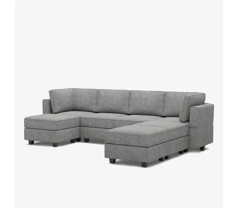 Canapé modulaire Belffin Terry avec siège de rangement (7 places + 6 accoudoirs)