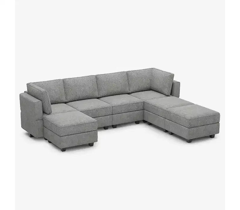 Canapé modulaire Belffin Terry avec siège de rangement (7 places + 6 accoudoirs)