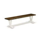 HomeStock Modern Dining Room Bench with Wooden Seat, 72x15x18 Inch, White/Espresso