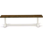 Banc de salle à manger moderne HomeStock avec assise en bois, 72x15x18 pouces, Blanc/Espresso