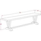 Banc de salle à manger moderne HomeStock avec assise en bois, 72x15x18 pouces, Blanc/Espresso