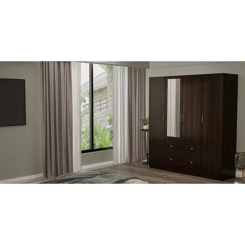 Hitow Armoire 2 grands tiroirs zone de suspension centrale avec miroir Style minimaliste