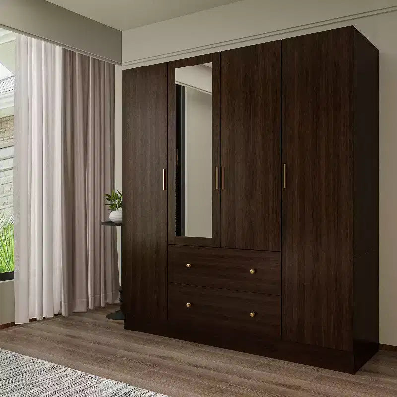 Hitow Armoire 2 grands tiroirs zone de suspension centrale avec miroir Style minimaliste