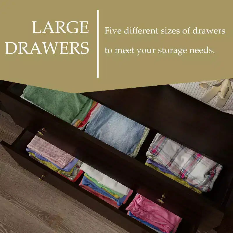 Hitow Armoire 2 grands tiroirs zone de suspension centrale avec miroir Style minimaliste