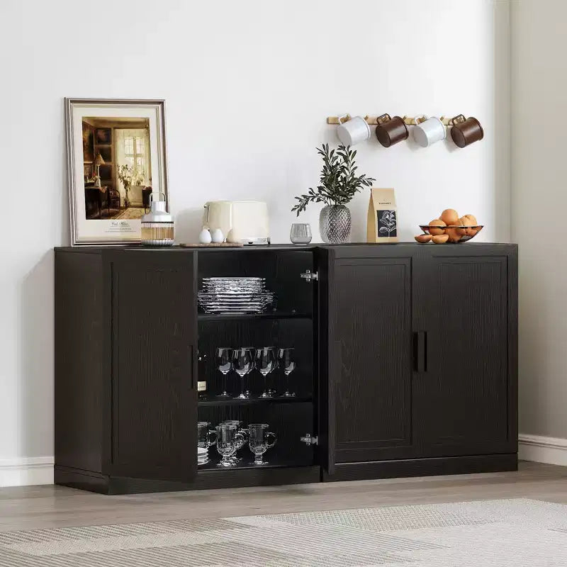 Armoire de cuisine PexFix 62x31x16 en bois avec étagères réglables, noire