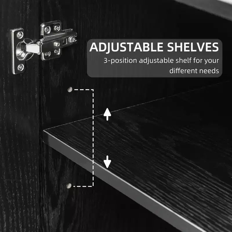Armoire de cuisine PexFix 62x31x16 en bois avec étagères réglables, noire