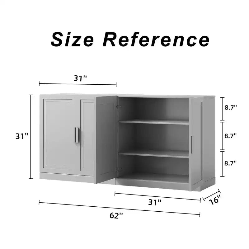 Armoire de cuisine PexFix 62x31x16 en bois avec étagères réglables, noire