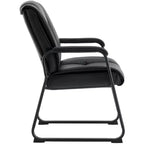 Chaise de salle d'attente en cuir véritable pleine fleur avec piètement luge