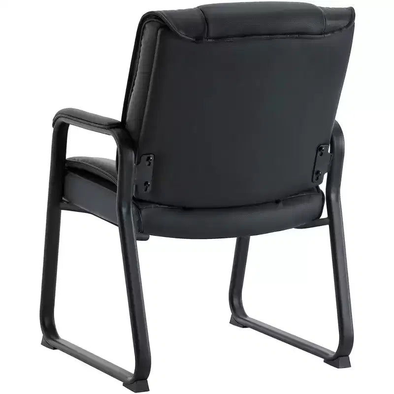Chaise de salle d'attente en cuir véritable pleine fleur avec piètement luge