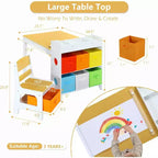 Kinder King Ensemble table et 2 chaises 3-en-1 pour enfants avec rangement, plateau amovible et tableau noir, pour l'art, l'artisanat et la lecture
