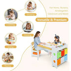Kinder King Ensemble table et 2 chaises 3-en-1 pour enfants avec rangement, plateau amovible et tableau noir, pour l'art, l'artisanat et la lecture