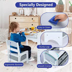 Kinder King Ensemble table et 2 chaises 3-en-1 pour enfants avec rangement, plateau amovible et tableau noir, pour l'art, l'artisanat et la lecture