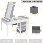 Kinder King Ensemble table et 2 chaises 3-en-1 pour enfants avec rangement, plateau amovible et tableau noir, pour l'art, l'artisanat et la lecture