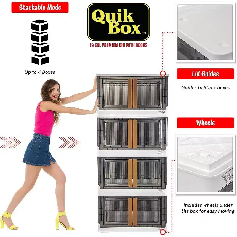 dbest products Quik Box - Bacs de rangement empilables de 72 litres avec portes, conteneur pliable et organisateur parfait pour n'importe quelle maison
