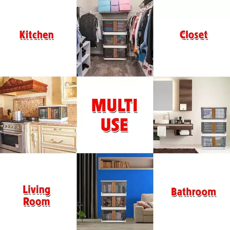dbest products Quik Box - Bacs de rangement empilables de 72 litres avec portes, conteneur pliable et organisateur parfait pour n'importe quelle maison