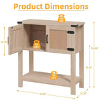 Console de ferme EROMMY avec portes en rotin, Table d'entrée avec meuble de rangement, Table d'entrée avec grande capacité de rangement pour cuisine, couloir