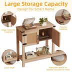 Console de ferme EROMMY avec portes en rotin, Table d'entrée avec meuble de rangement, Table d'entrée avec grande capacité de rangement pour cuisine, couloir