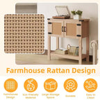 Console de ferme EROMMY avec portes en rotin, Table d'entrée avec meuble de rangement, Table d'entrée avec grande capacité de rangement pour cuisine, couloir