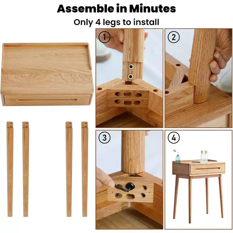 GDFStudio Taylor Tables de toilette compactes en bois massif de 23,62 po de largeur avec tiroir divisé