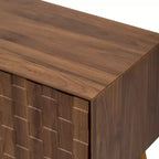 Meuble TV Moderne du Milieu du Siècle de 70 po, Table Console Média pour Téléviseurs jusqu'à 80'', Centre de Divertissement avec 5 Pieds en Bois Massif, Noyer - ModernLuxe