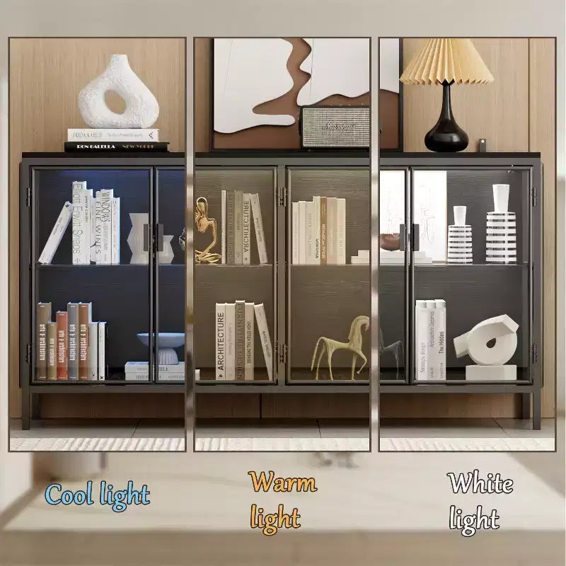 Vitrine Famapy en verre trempé noir : illuminez votre intérieur avec style et fonctionnalité