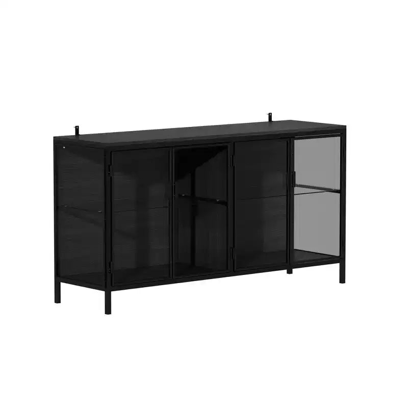 Vitrine Famapy en verre trempé noir : illuminez votre intérieur avec style et fonctionnalité