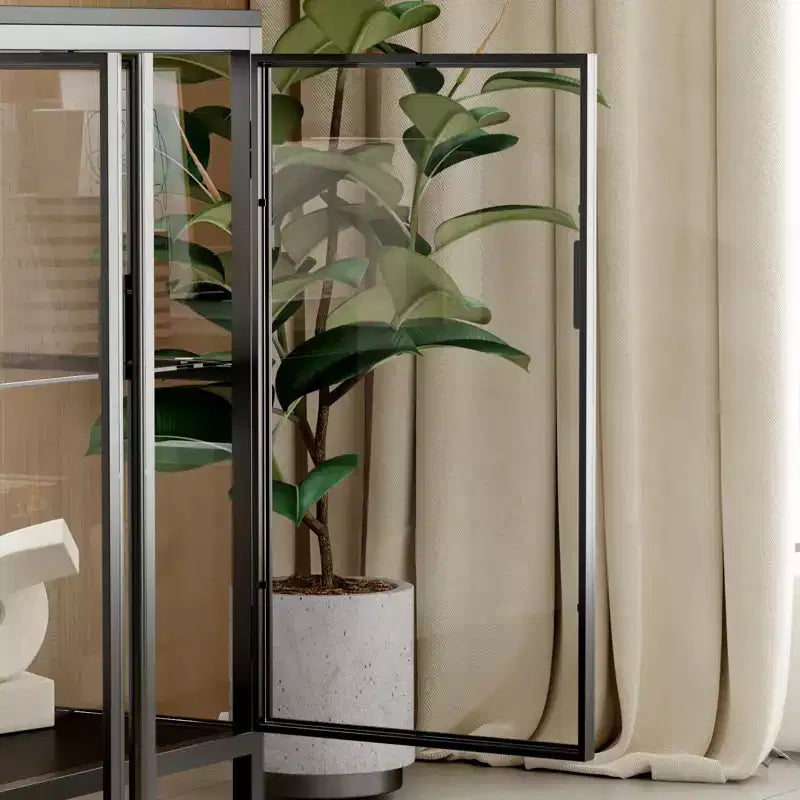 Vitrine Famapy en verre trempé noir : illuminez votre intérieur avec style et fonctionnalité